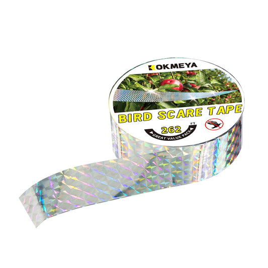 Bird Scare Reflective Tape, 262 Feet per Roll, Double-Sided Reflective, for Repelling Sparrows and Woodpeckers, Suitable for Outdoor Use in Homes, Gardens, Farms, Orchards,Outdoor