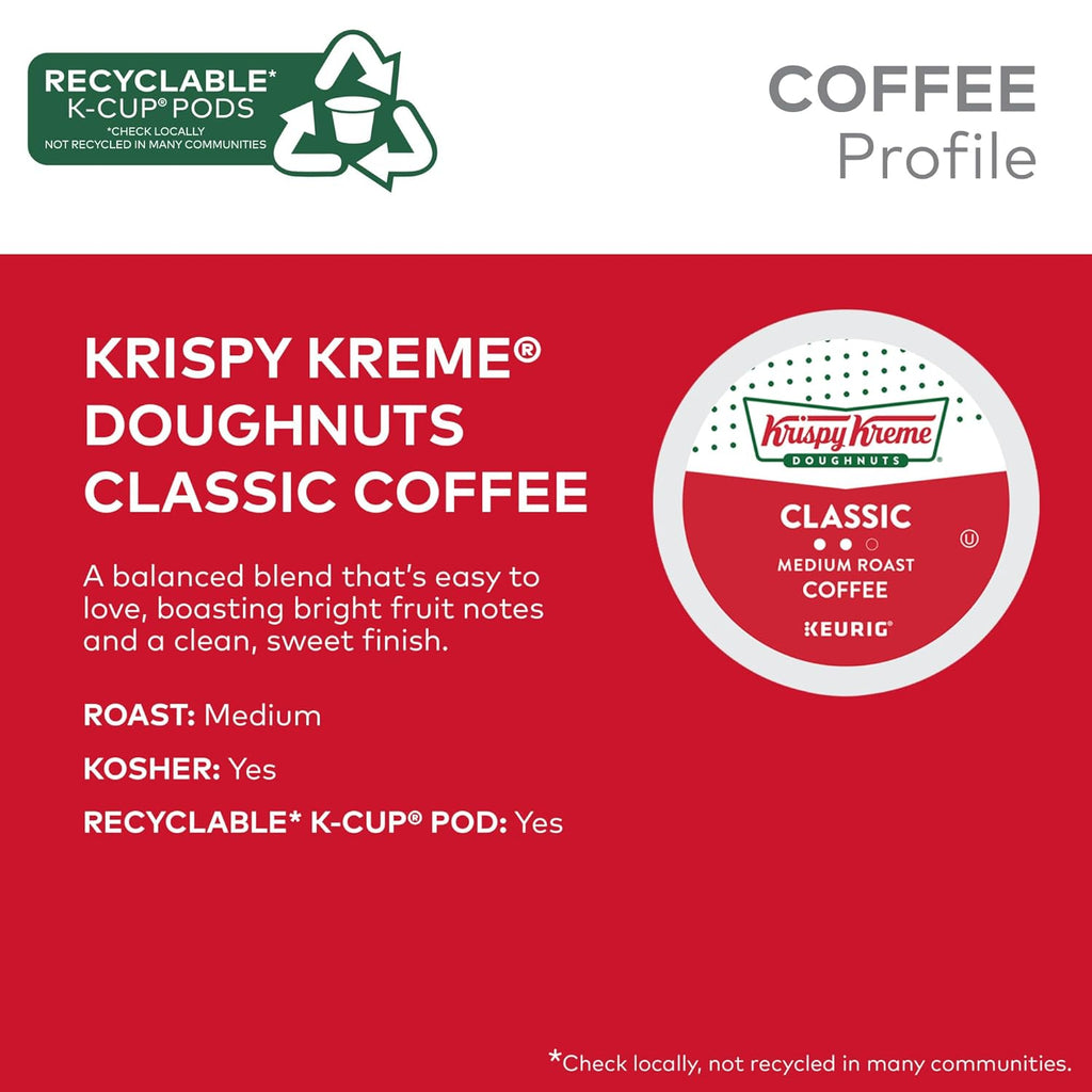 Krispy Kreme Classic, Single-Serve Keurig K-Cup Pods, Medium Roast Coffee, 32 Count