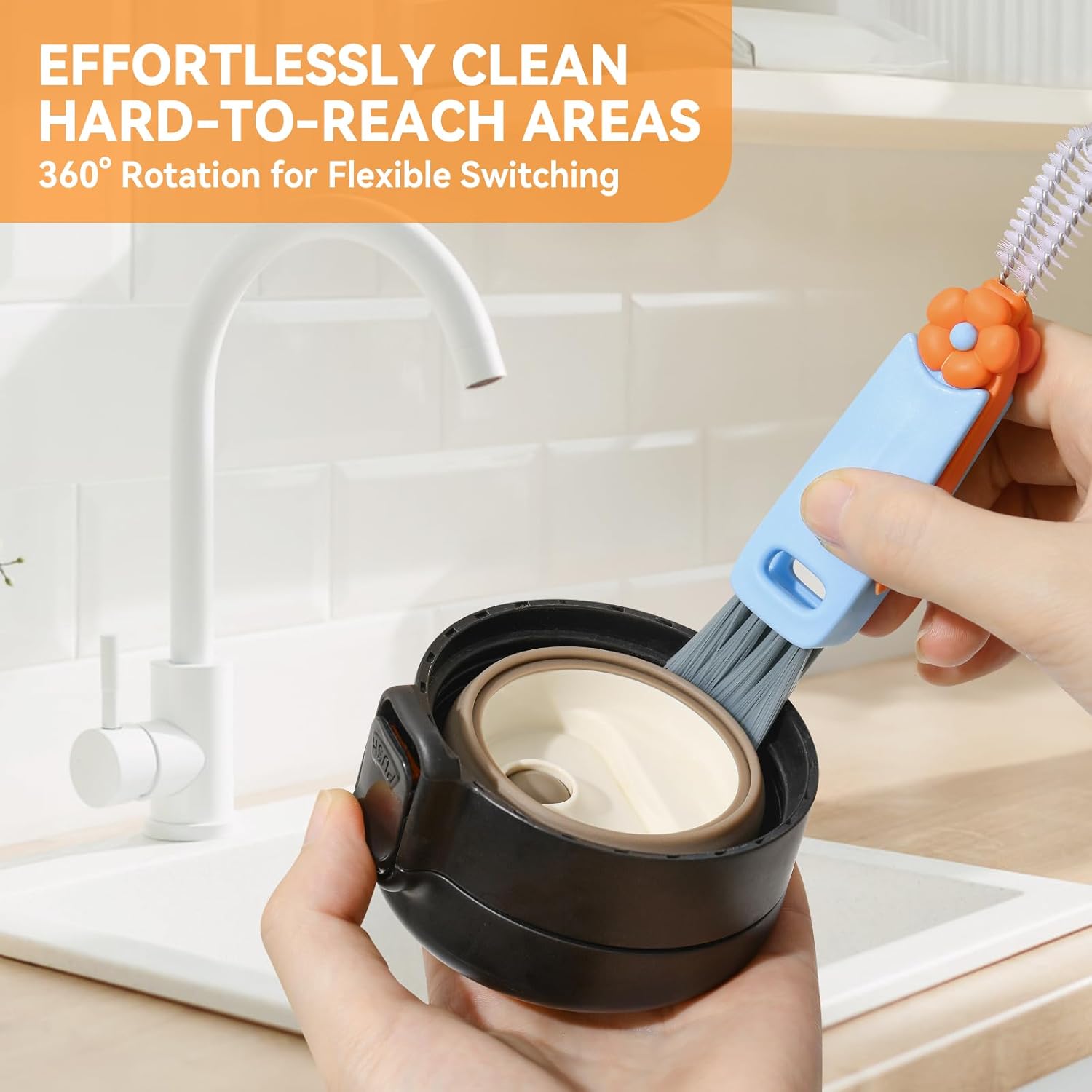 3 in 1 Cup Lid Gap Cleaning Brush Set, Multifunctional Bottle Cleaning Brush, Cup Lid Gap Cleaner, Home Kitchen Crevice Brush Tools(Multicolor)