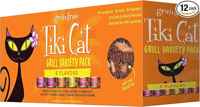 Tiki Cat Grill Wet Cat Food, Variety Pack, 2.8 oz. Cans (12 Count)