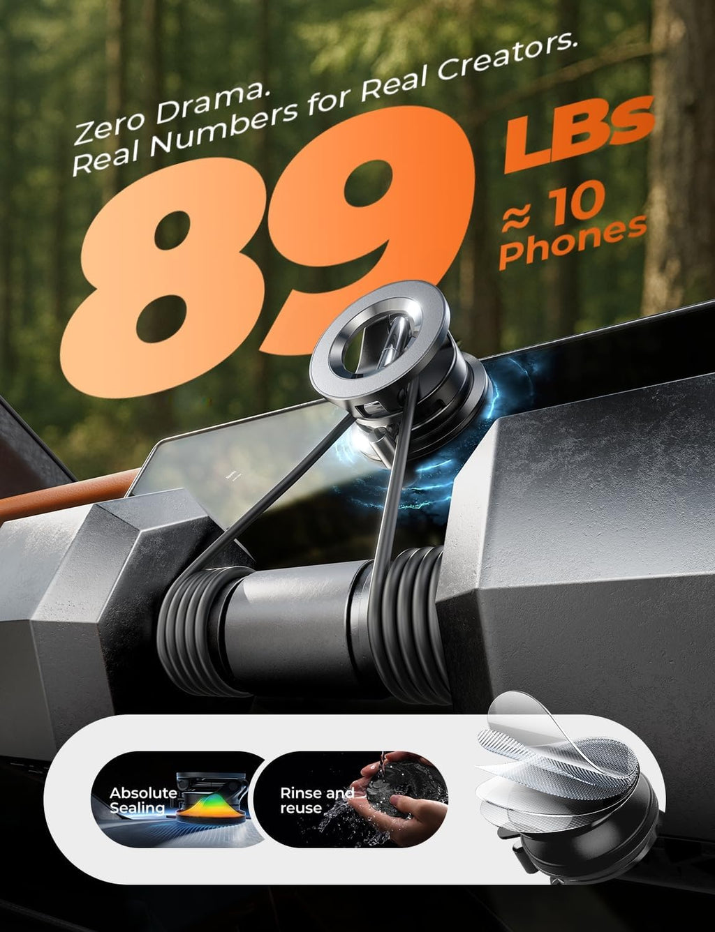 LISEN Vacuum Magnetic Phone Holder for Car, Magsafe Car Mount 360 Adjustable Vacuum Suction Cup, Phone Mount for Car Accessories/Windshield/Mirror/Kitchen/Gym for iPhone 17 Pro Max 16 15 14 13