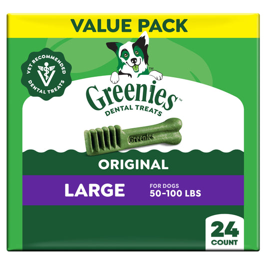 Greenies Veterinarian-Recommended Natural Dental Dog Treats, Large Size, Original Flavor, 36 oz. Pack, 24 Count