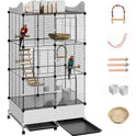 Encrypted Bird Cage Large Bird Cages 57-Inch, Top Storage Space, Bottom Splash Guard with Essential Bird Supplies – Durable & Spacious Aviary – Budgies & Cockatiels