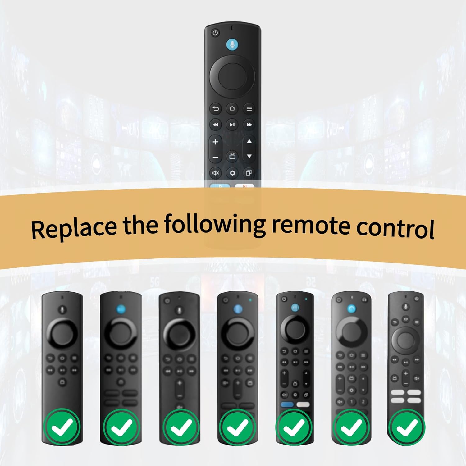 Replacement Remote for All Fire Series, TV Stick (HD, 4K, 4K Max, Lite), TV Cube and Omni, Insignia, Toshiba, Smart TVs, with Voice Control