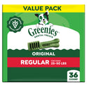 Greenies Veterinarian-Recommended Adult Natural Dental Dog Treats Regular Size, Dog Dental Chews, Original Flavor, 36 oz. Pack, 36 Count