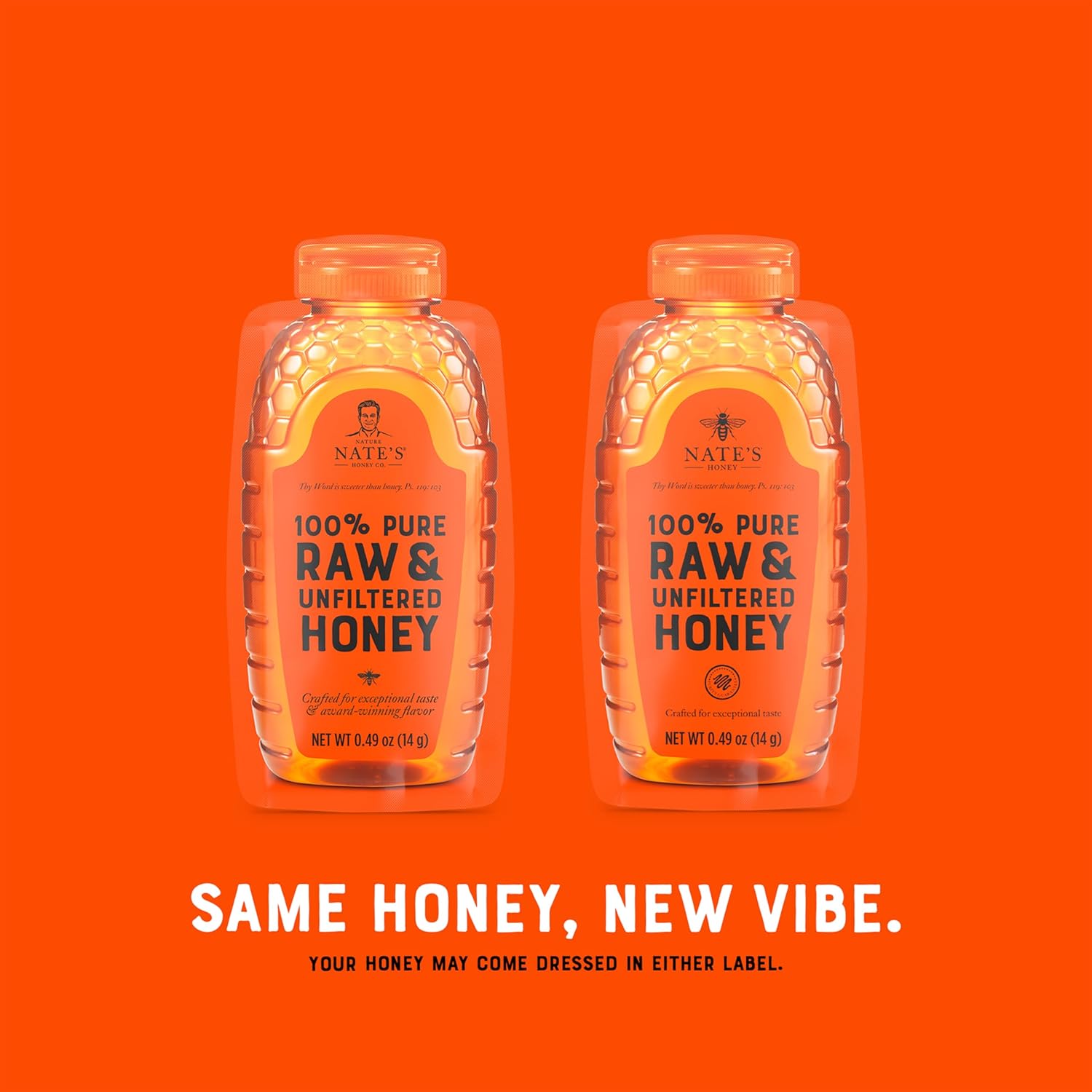 Nate's Honey Minis - Single-Serve 100% Pure, Raw & Unfiltered Honey - Holiday Stocking Stuffers - 0.49oz Packets, 20ct box