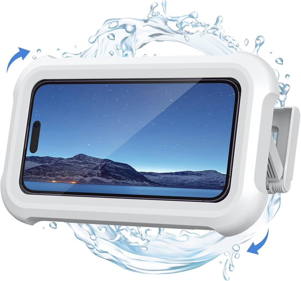 Lamicall Shower Phone Holder Waterproof - 480° Rotatable Retractable Adjustable Shower iPhone Case Holder, Bathroom Wall Phone Mount Stand Water Proof Anti Fog Case, Accessories for 4-7" Cellphones