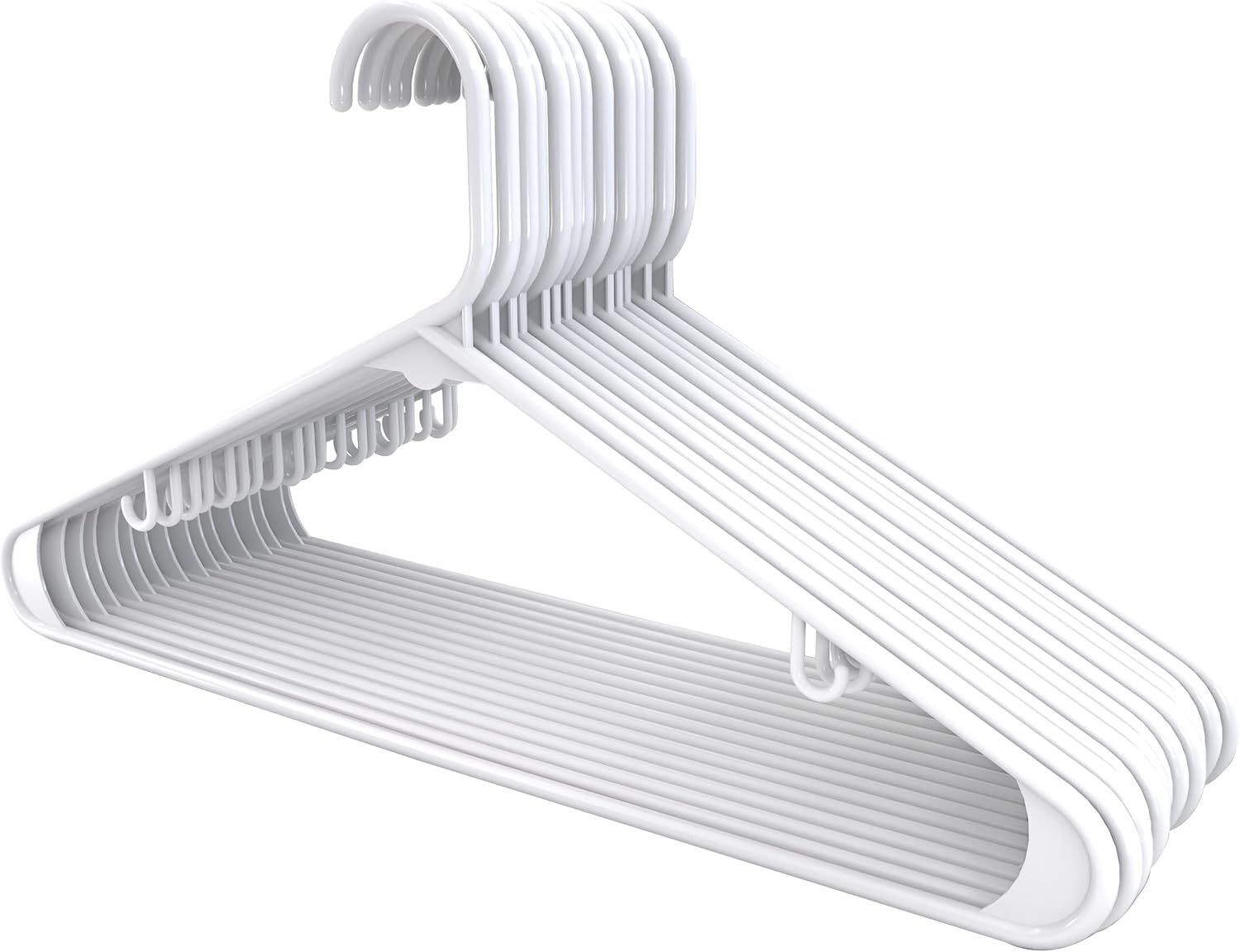 Utopia Home Plastic Hangers 20 Pack - Space Saving Clothes Hanger - Durable & Strong Closet Organizers and Storage with Built-in Strap Hooks - Essential for Shirts, Pants, Skirts & Coats (White)