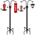 XDW-GIFTS Double Shepherds Hooks for Outdoor, 2-Pack Heavy Duty Garden Pole for Hanging Bird Feeder, Plant Baskets, Solar Light Lanterns, Garden Plant Hanger Stands with 5 Base Prongs