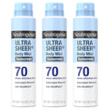 Neutrogena Ultra Sheer Body Mist Sunscreen Spray, Broad Spectrum SPF 70, Lightweight Spray Sunscreen, Non-Greasy & Water Resistant, Oil-Free & Non-Comedogenic UVA/UVB, 5 oz, Pack of 3