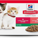 Hill's Science Diet Kitten Wet Cat Food Variety Pack, Liver & Chicken, Salmon Minced, 2.9 oz. Cans, 12-Pack