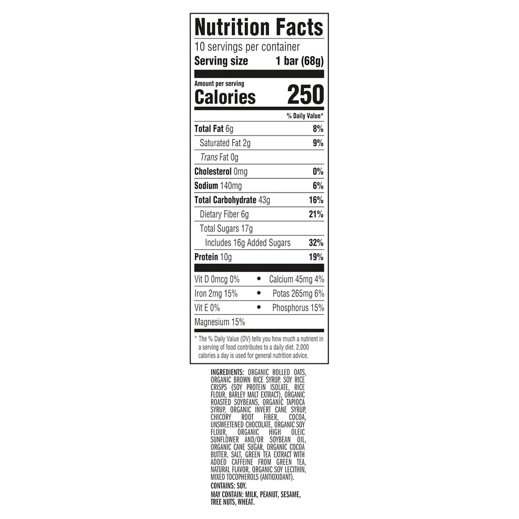 CLIF BAR - Energy Protein Bars - Cool Mint Chocolate with Caffeine - Made with Organic Oats - Energy Bars - Non-GMO - (10 Pack)