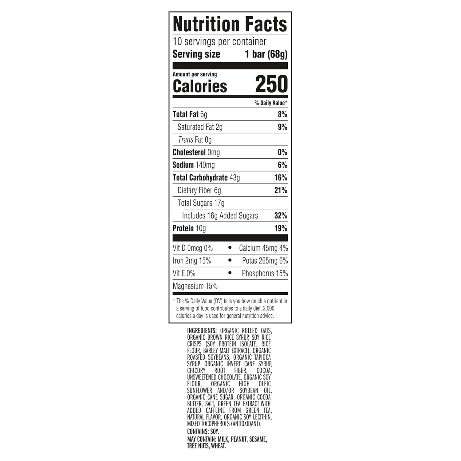 CLIF BAR - Energy Protein Bars - Cool Mint Chocolate with Caffeine - Made with Organic Oats - Energy Bars - Non-GMO - (10 Pack)