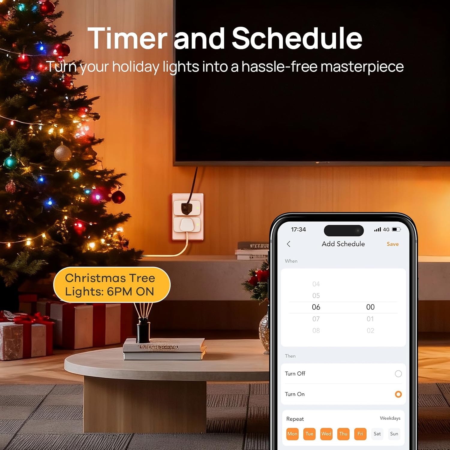Linkind Matter Smart Plug, Work with Apple Home, Siri, Alexa, Google, SmartThings, Smart Home Smart Outlet Timer 15A/1800W, APP Remote Control & Schedule, ETL & FCC Certified, 2.4G Wi-Fi Only, 4 Pack