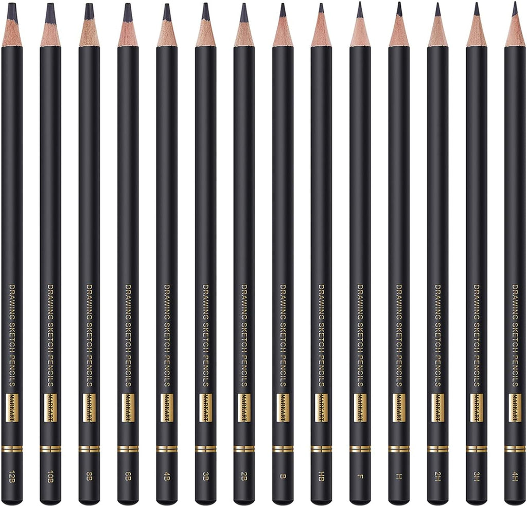 MARKART Professional Drawing Sketching Pencil Set - 14 Pieces,Graphite,(12B - 4H), Ideal for Drawing Art, Sketching, Shading, Artist Pencils for Beginners & Pro Artists