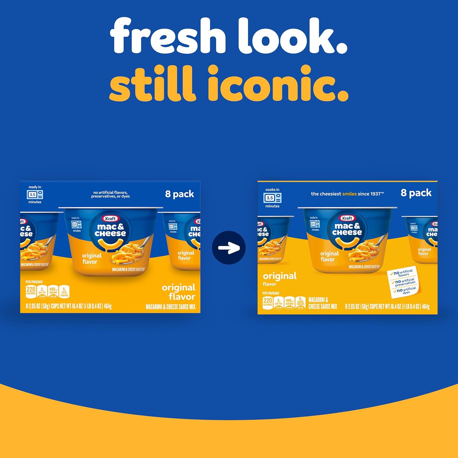 Kraft Mac and Cheese, 8 Cups, for Easy Dinner or Dinner Sides, Original Flavor, No Artificial Flavors, Preservatives or Dyes, 2.05 oz