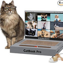 3-in-1 Cardboard Cat Scratcher Laptop with 'Mouse' Jingle Ball, Stickers, Grey Cat Interactive Toy, Kitten Toy & Cat Scratching Pad