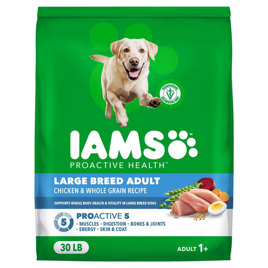 IAMS Proactive Health Large Breed Dry Dog Food, Adult Dry Dog Food for Large Breeds, Chicken, 30 lb. Bag
