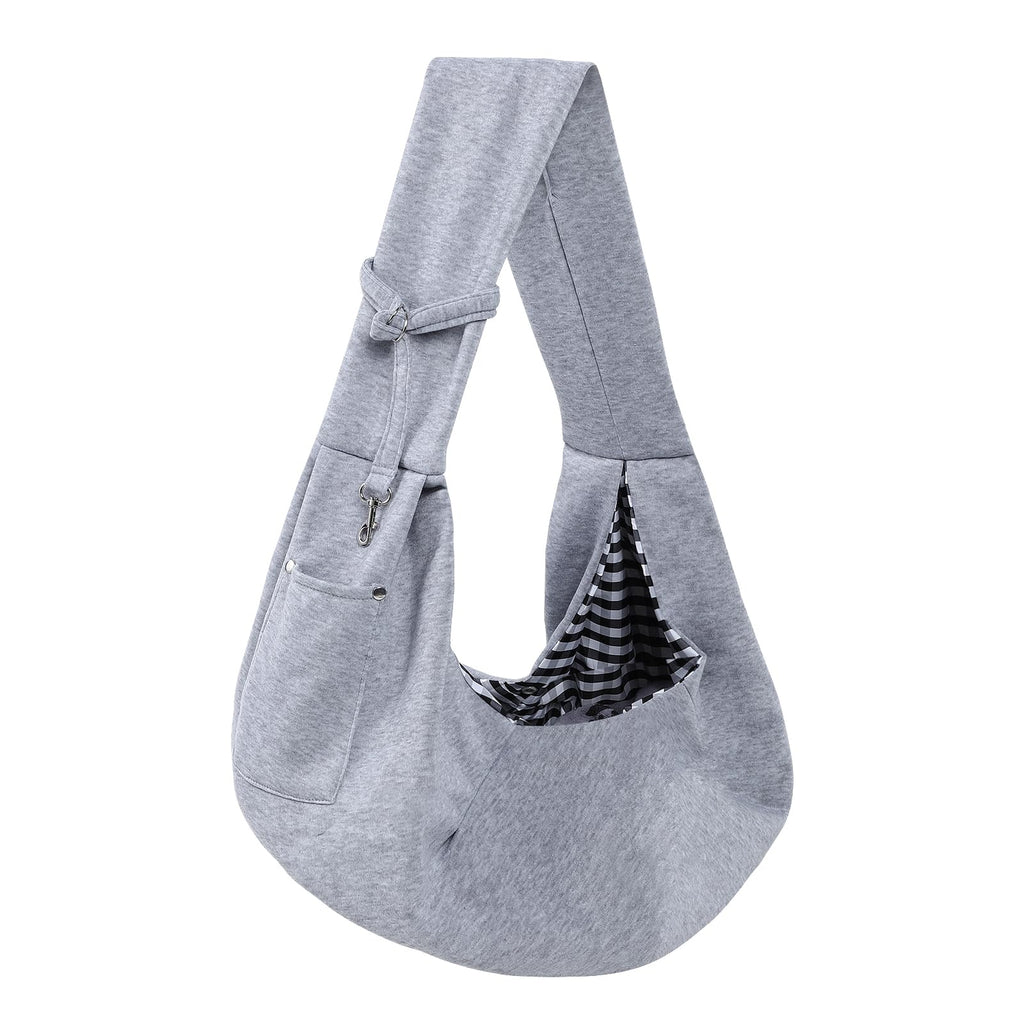 Dog Carrier Sling - Reversible Puppy Carrier Purse with Storage Pocket, Hand-Free Dog Sling Carrier for Carry Small Dogs and Cats, Travel Safety Harness, Dog and Cat Harness (Gray)