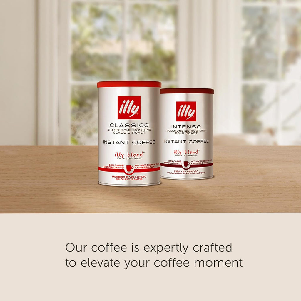 illy Instant Coffee- 100% Arabica Coffee – Classico Medium Roast - Notes Of Caramel, Orange Blossom & Jasmine - Easy Preparation - Convenient Coffee Instant Format - Roasted In Italy – 3.3 Ounce