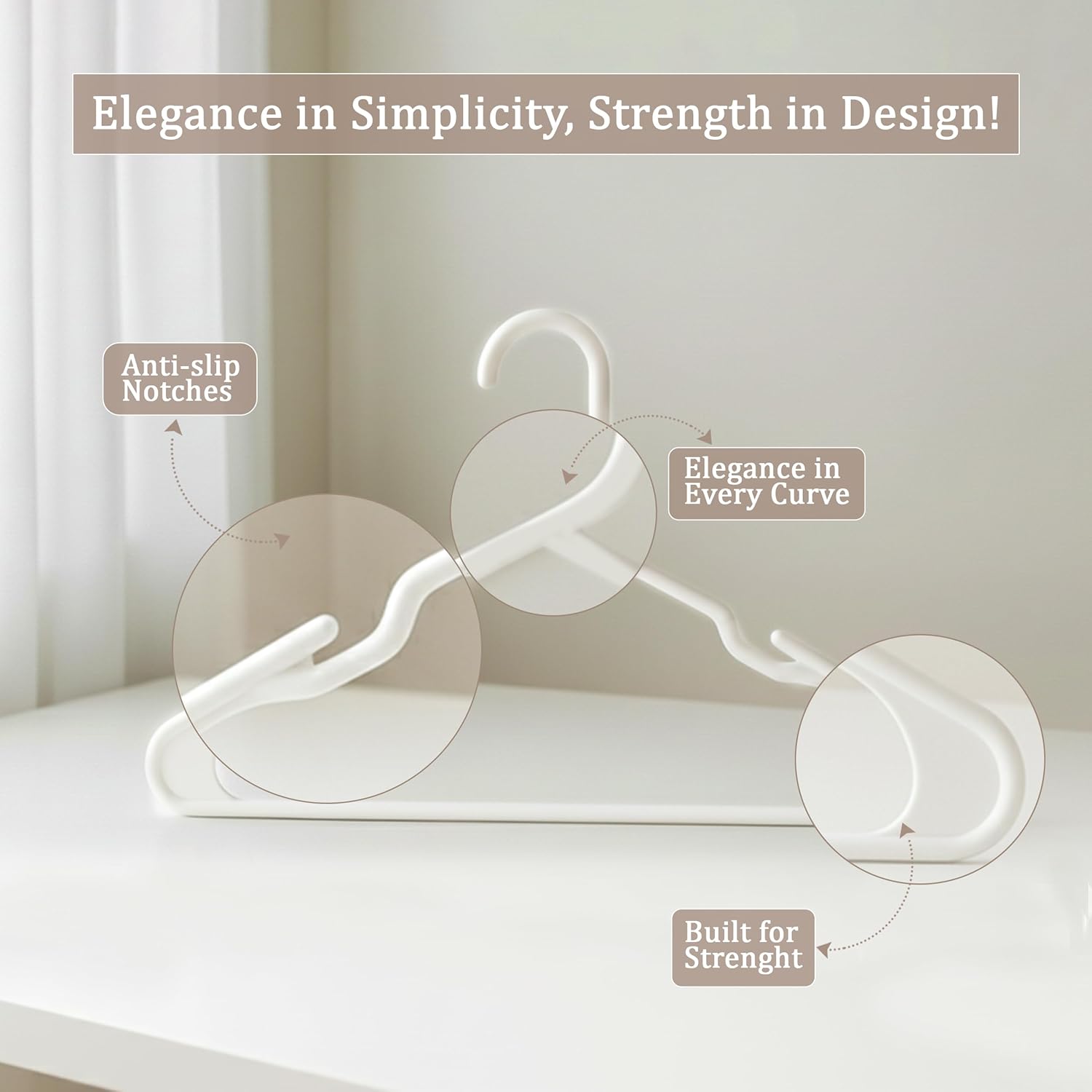 Utopia Home - Plastic Hangers 50 Pack - Space Saving Clothes Hanger - Durable and Strong Closet Organizers and Storage Makes It Ideal Stocking Stuffers or Apartment or Dorm Room Essentials (White)