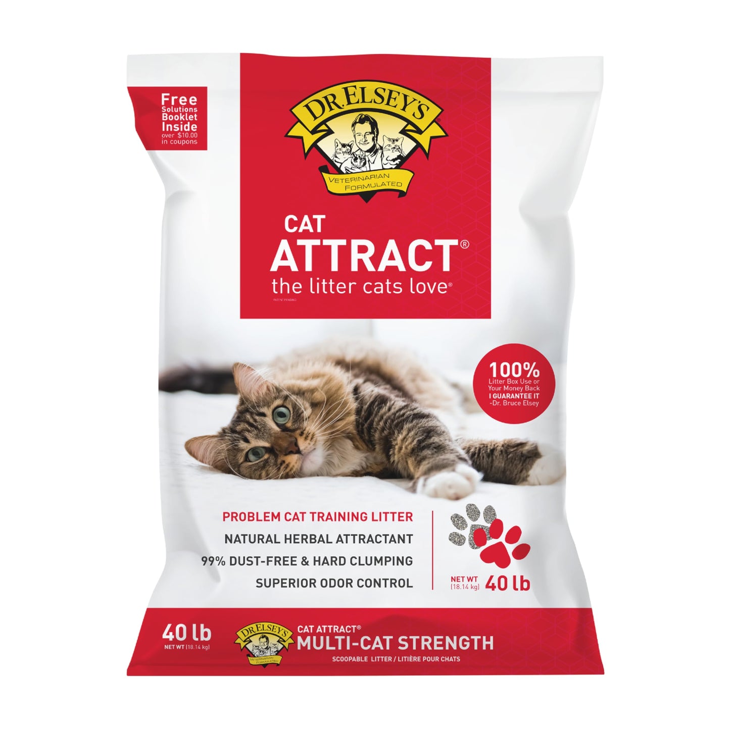 Dr. Elsey's Premium Clumping Cat Litter - Cat Attract - 99% Dust-Free, Low Tracking, Hard Clumping, Superior Odor Control, Natural Herbal Attractant, Unscented & Natural Ingredients, 40 lb