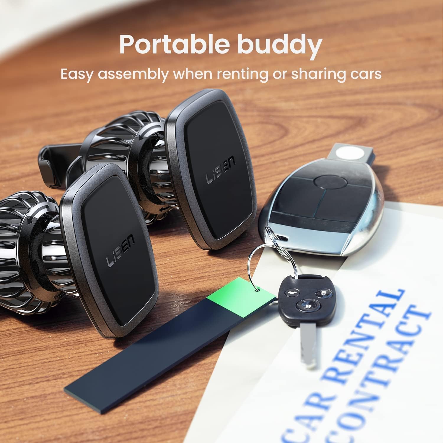 LISEN 2 Pack Magnetic Phone Holder for Your Car Magnet for Phone Car Mount Vent 6 Military Magnets Vent Cell Phone Holder Mount for Car Plate Fit All iPhone 17/16/15/14/13 Pro Max Plus Samsung S25