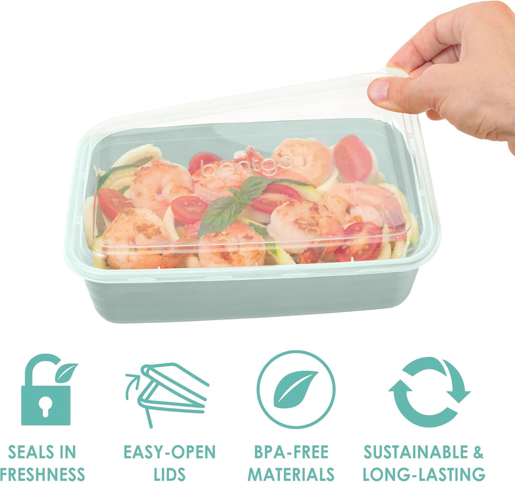 Bentgo Prep - 20-Piece 1-Compartment Reusable Meal Prep Containers with Lids, PFAS & BPA Free Materials, Durable, Microwave, Freezer, & Dishwasher Safe To Go Food Storage (Mint)