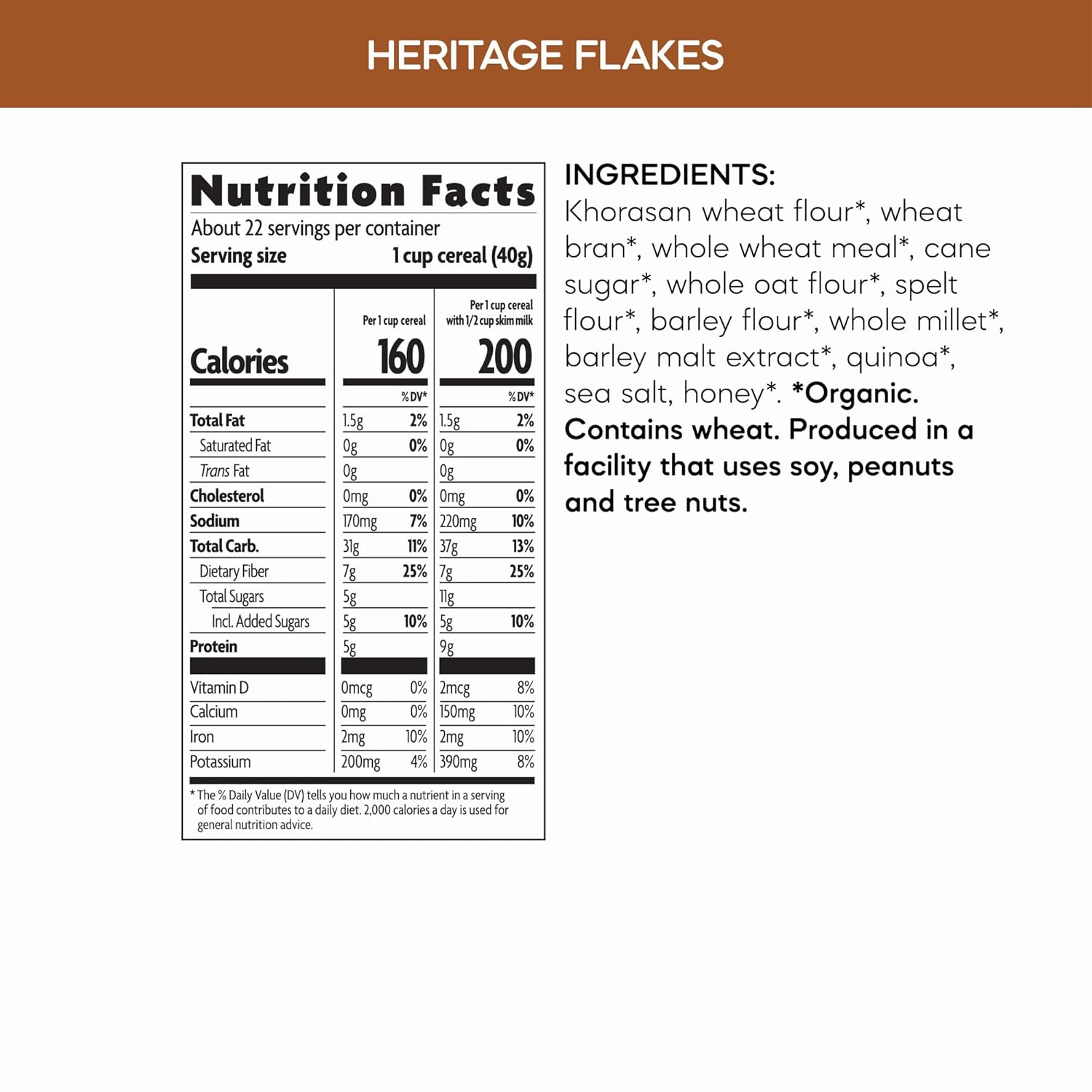 Nature's Path Organic Heritage Flakes® Cereal, 13.25 oz (Pack of 1), Non-GMO