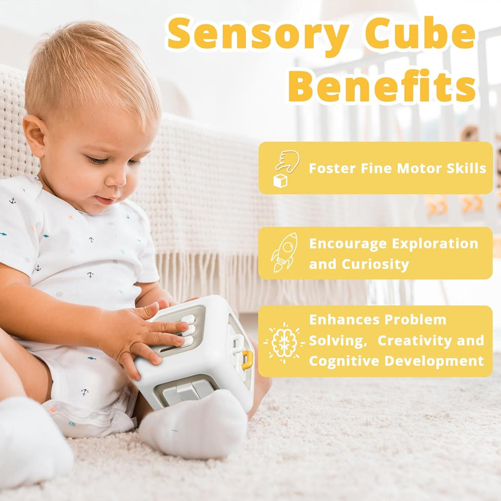 Busy Cube Toy for 1 Year Old Boy, Montessori Toys for 1+ Year Old, Travel Sensory Toys for Toddlers 1-3, Learning Fine Motor Skills| 1st Birthday Gifts Baby Boy Toys 9 12 Months