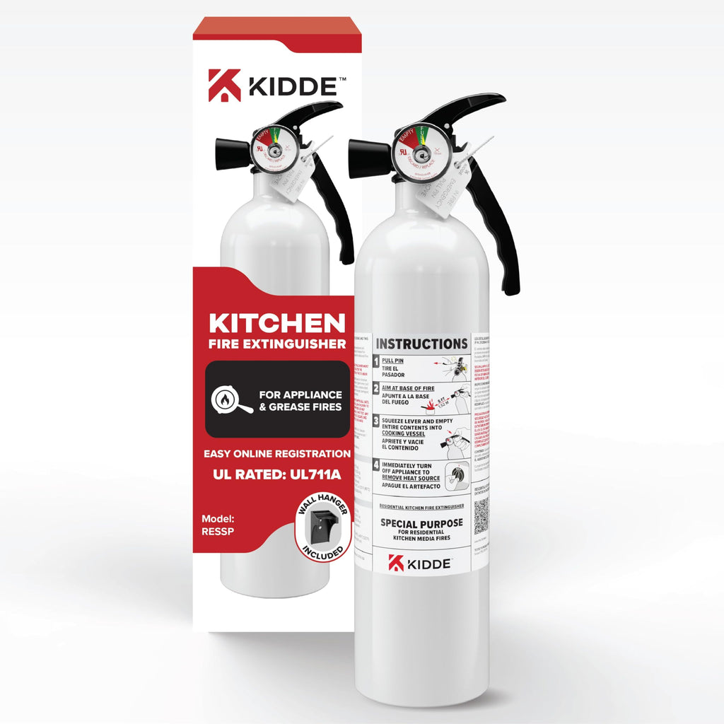Kidde Kitchen Fire Extinguisher, 711A, RESSP | Home Extinguisher for Small Cooking Oil and Grease Fires in Residential Kitchens, 2.5 lb. Dry Chemical