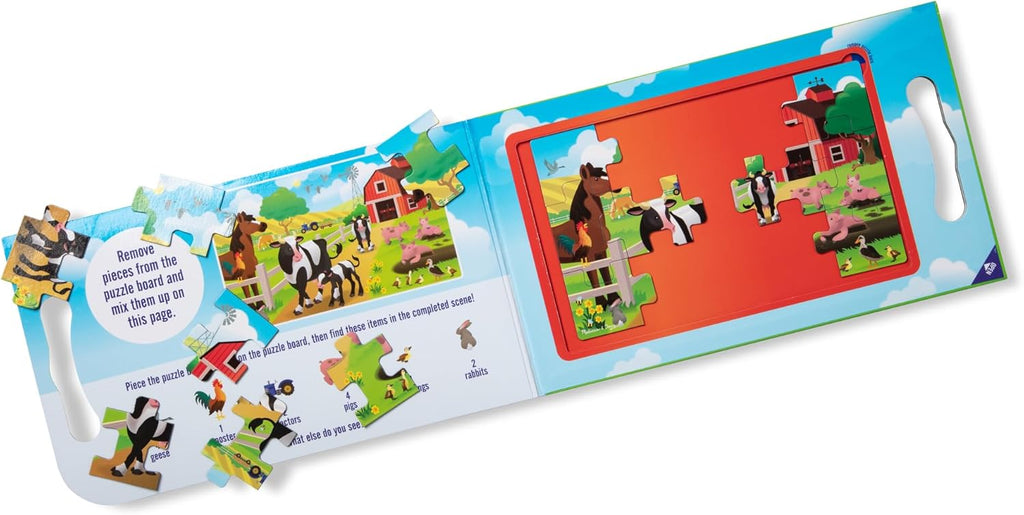 Melissa & Doug Take-Along Magnetic Jigsaw Puzzle Set – On the Farm (2 x 15 Piece) Travel Activity Toy for Preschoolers and Kids Ages 3+ - FSC Certified