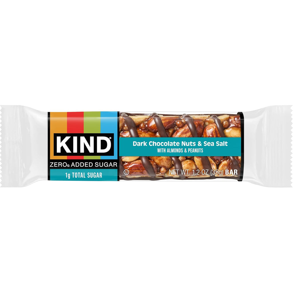 KIND ZERO Added Sugar Bars, Dark Chocolate Nuts and Sea Salt, Keto Friendly Snacks, Gluten Free, 5g Protein, 5 Count