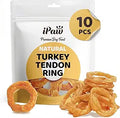 iPaw 10 Pcs Value Pack Turkey Tendons for Dogs, Single Protein, Hypoallergenic, All Natural Human Grade Puppy Chew, Rawhide Alternative Dog Treats, Ring (Small)