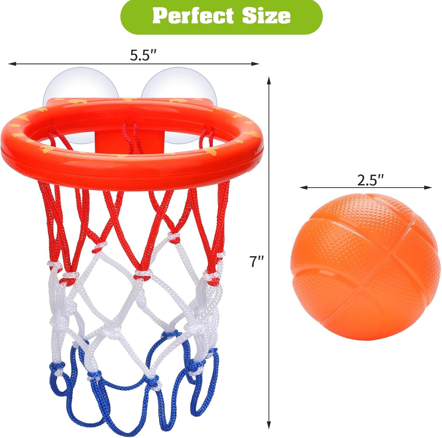 Bath Toys - Bathtub Basketball Hoop for Kids Toddlers - Bath Toys Shower Toys for Kids Ages 4-8,Suction Cup Basketball Hoop & 3 No Hole Balls Set for Boys Girls