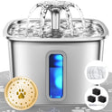 Veken Innovation Award Winner Stainless Steel Cat Water Fountain, 108oz/3.2L Automatic Pet Fountain Dog Water Dispenser with 3 Replacement Filters & Silicone Mat, Gifts for Cats, Dogs (Silver)