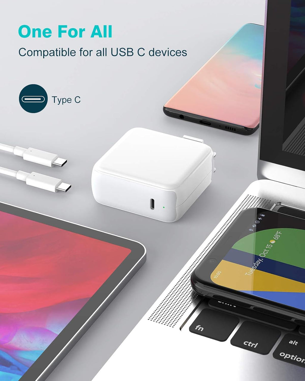 Charger for MacBook Air MacBook Pro 13 14 15 16 inch 2025 2024 2023 2022 2021 2020, M1 M2 M3 M4 Laptop 70W USB C Power Adapter, iPad, LED, 6.6FT USB-C Cable, Charging as Fast as Original Quality