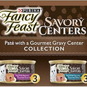 Purina Fancy Feast Savory Centers Wet Cat Food Pate Variety Pack With Chicken, Salmon, Beef, and Tuna Pate with Gravy Center - (2 Packs of 12) 3 oz. Pull-Top Cans