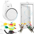 Interactive Cat Toys for Indoor Cats - Automatic Flying Bird Feather & Mouse Wand Enrichment Toy, Hands-Free or Handheld USB-Rechargeable Safe Play Chase Exercise for Bored Kittens and Adult Cats