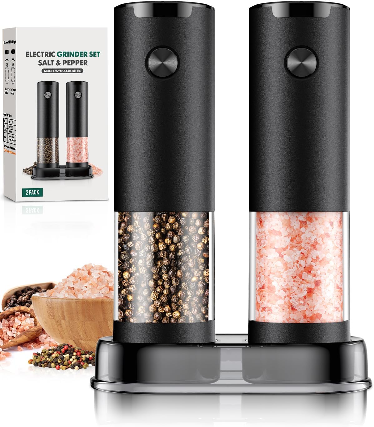 Electric Salt and Pepper Grinder Set Automatic Battery Pepper Mill Shakers Adjustable Coarseness Upgraded Larger Capacity with Led Home and Kitchen Appliances Birthday Gifts for Women