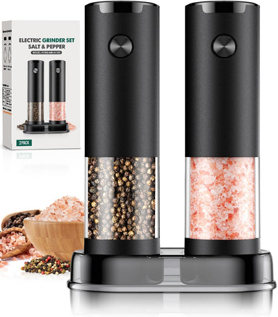 Electric Salt and Pepper Grinder Set Automatic Battery Pepper Mill Shakers Adjustable Coarseness Upgraded Larger Capacity with Led Home and Kitchen Appliances Birthday Gifts for Women
