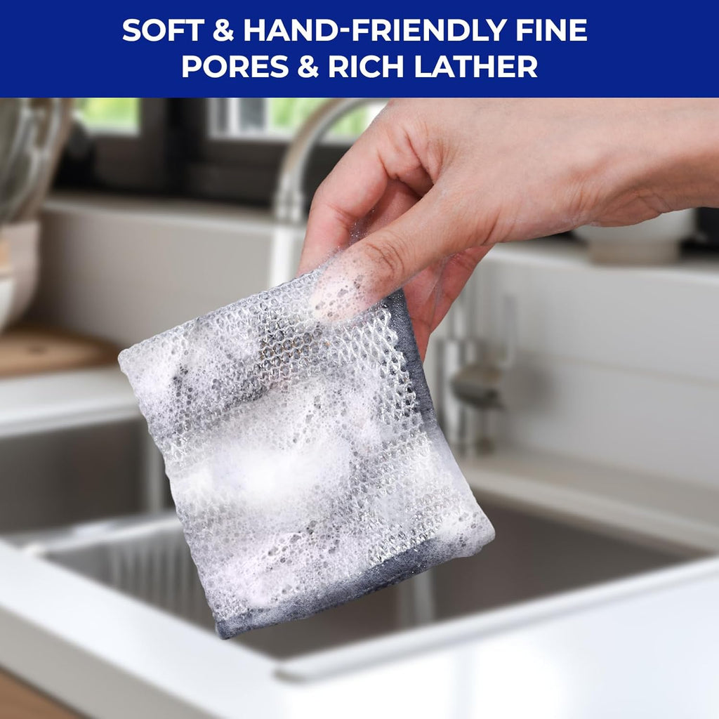 12 PCS 3-Layer Non-Scratch Multipurpose Steel Wire Dishcloths - Reusable Quick-Dry Odor-Free Scrub Cloths for Dishes, Kitchen Cleaning Cloths for Cookware, Sinks, Stove Tops(7.87X7.87)