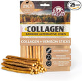 Wild Eats Venison Collagen Sticks for Dogs (25 Pack, 0.6 cm Wide) Long Lasting Dog Chews No Hide Dog Treat Bully Stick Alternative, Rawhide Free, Grain Free, High Protein