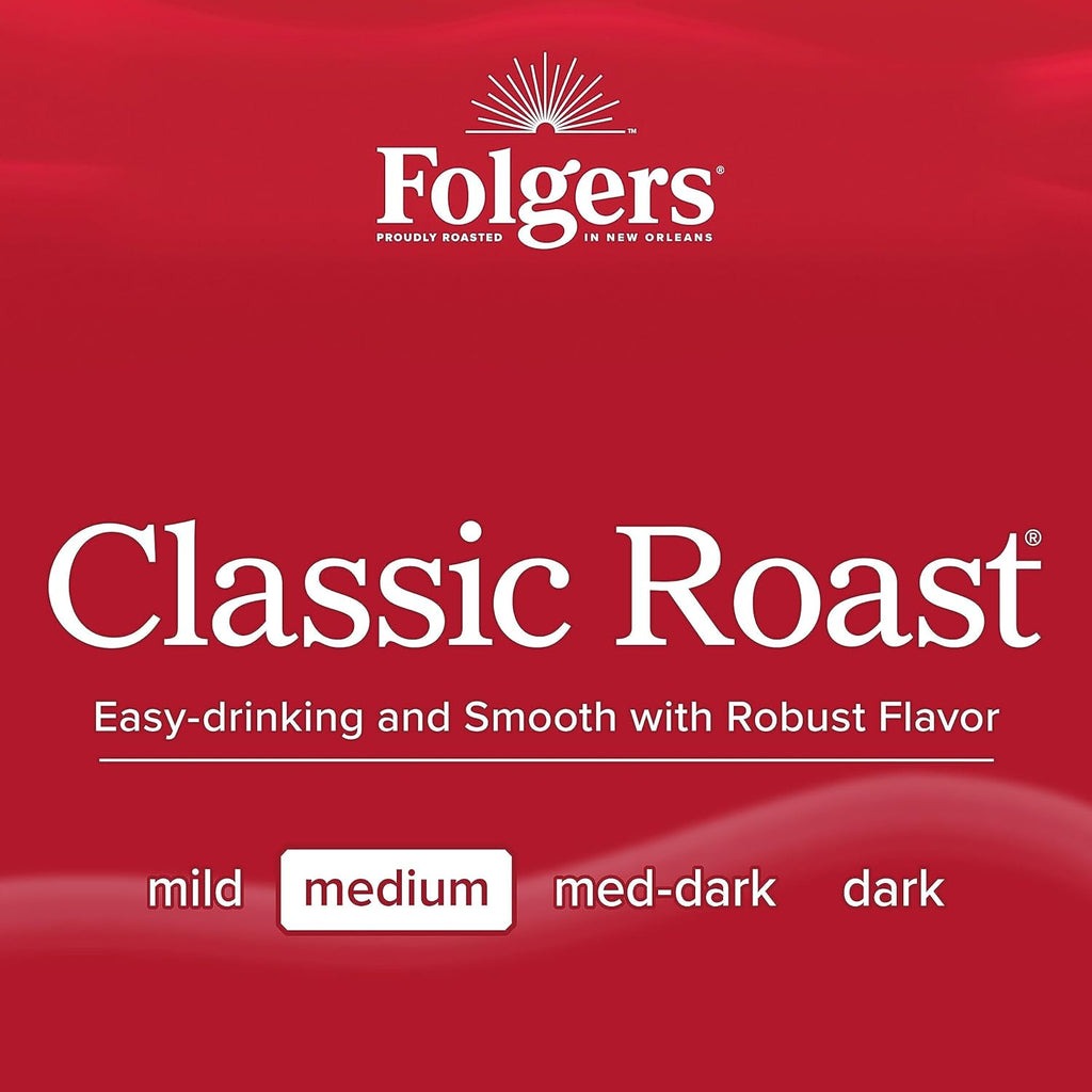 Folgers Classic Roast, Medium Roast Coffee, Keurig K-Cup Pods, 12 Count Boxes (Pack of 6)