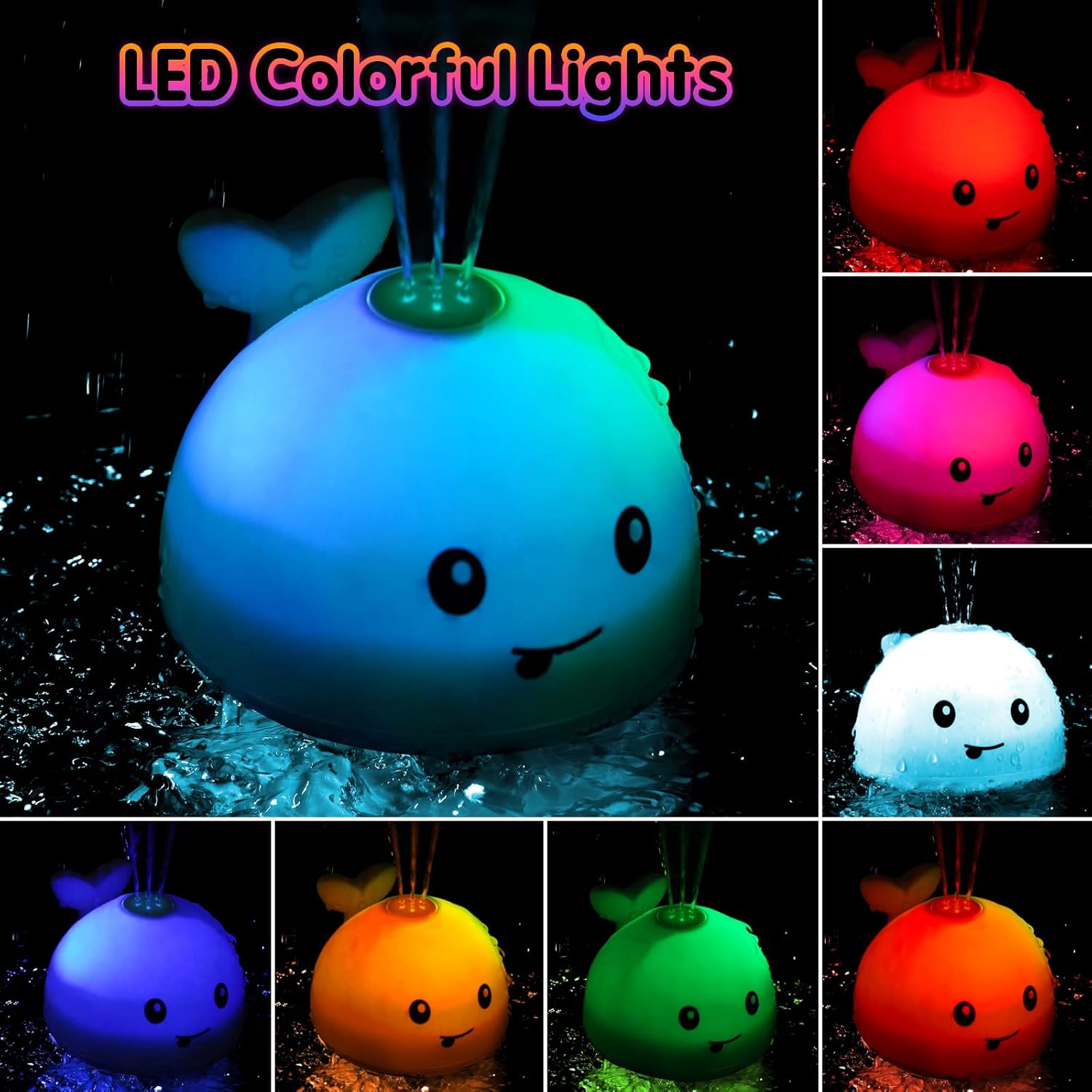 Baby Bath Toys, Toddler Bath Toys for Kids Ages 1-3, Stocking Stuffers 1 2 3 Year Boy Girl Gifts, Infant Baby Toy 6-12-18 Months, Light Up Whale Bath Toy Sprinkler Bathtub Water Toy