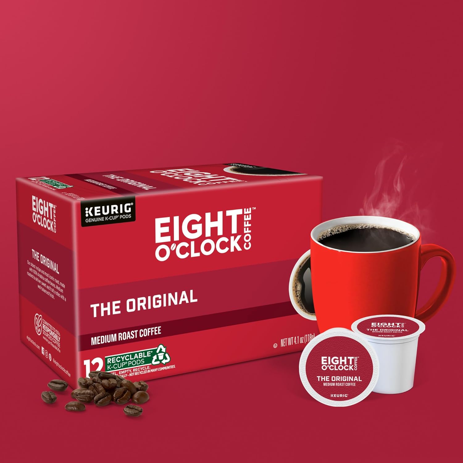 Eight O'Clock Coffee The Original, Single-Serve Keurig K-Cup Pods, Medium Roast Coffee Pods, 72 Count