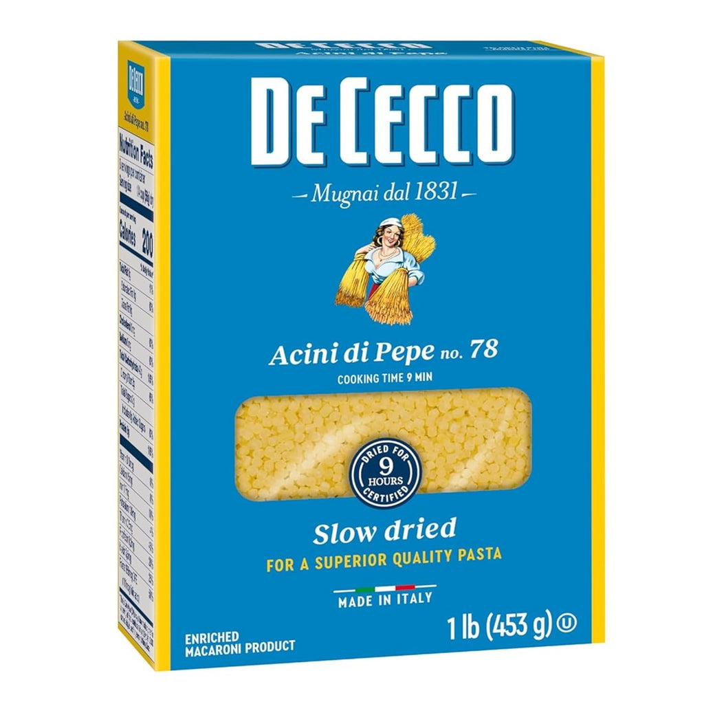 De Cecco Acini Di Pepe No. 78 Pasta, 16 Oz, Authentic, Slow Dried, Made with Semolina and Durum Wheat, Versatile Pasta for Sauces & Recipes, Made in Italy