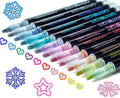 Glitter Markers Self Outline Pens Metallic: 12 Shimmer Tween Teen Girl Gifts Trendy Stuff,Drawing Art Supplies Kids 6-8 9-12 10-12,Arts Crafts Kids Ages 8-12 Year Old,Cute Cool Fun Crafts Girls 8-12