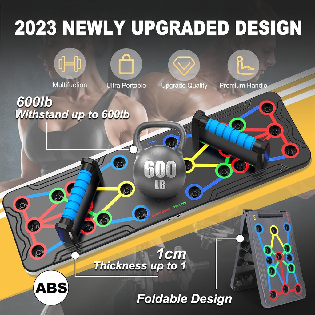 Solid Push Up Board 15 in 1 Home Workout Equipment Multi-Functional Pushup Stands System Fitness Floor Chest Muscle Exercise Professional Equipment Burn Fat Strength Training Arm Men & Women Weights,