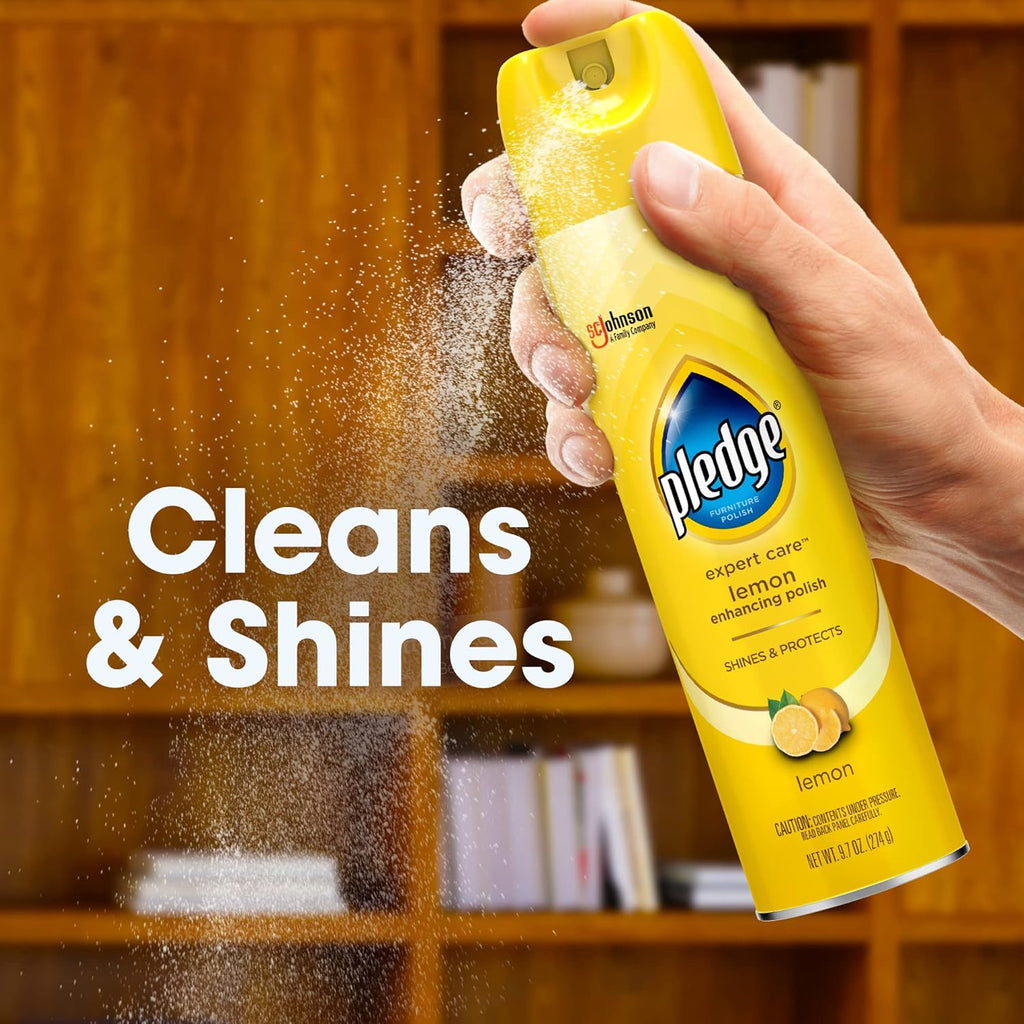 Pledge Enhancing Polish, Furniture & Wood Spray, Lemon Scent, 9.7oz